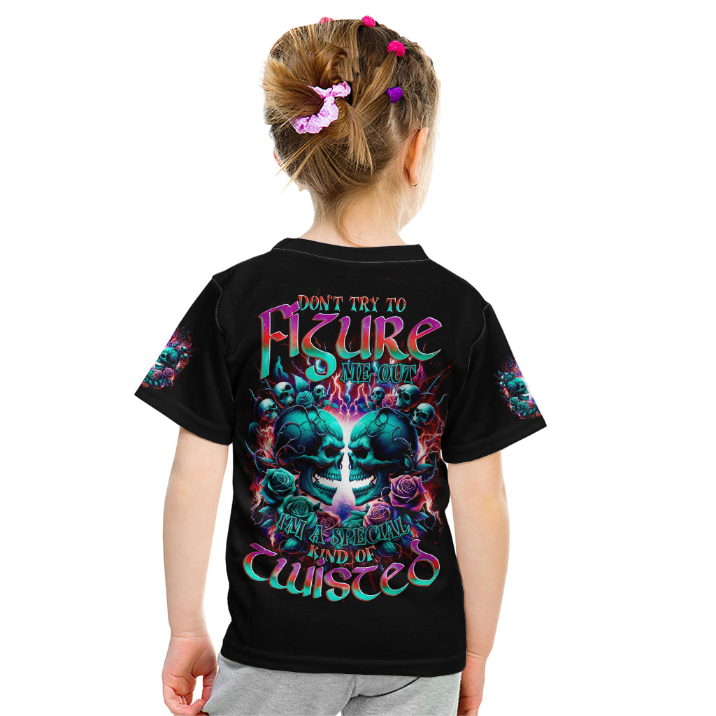 Twin Skull Kid T Shirt Don't Try Figure Me out I'm A Special Kind Of Twisted - Wonder Print Shop