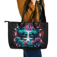 Twin Skull Leather Tote Bag Don't Try Figure Me out I'm A Special Kind Of Twisted - Wonder Print Shop