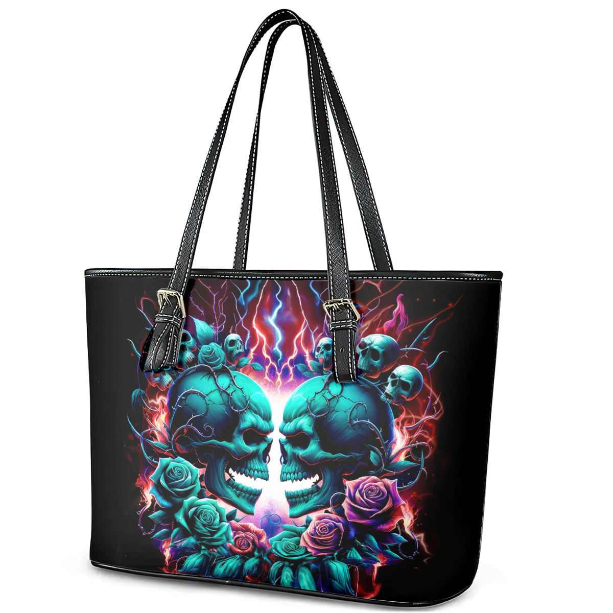 Twin Skull Leather Tote Bag Don't Try Figure Me out I'm A Special Kind Of Twisted - Wonder Print Shop