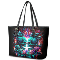 Twin Skull Leather Tote Bag Don't Try Figure Me out I'm A Special Kind Of Twisted - Wonder Print Shop