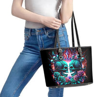 Twin Skull Leather Tote Bag Don't Try Figure Me out I'm A Special Kind Of Twisted - Wonder Print Shop