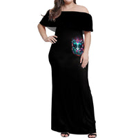 Twin Skull Off Shoulder Maxi Dress Don't Try Figure Me out I'm A Special Kind Of Twisted - Wonder Print Shop