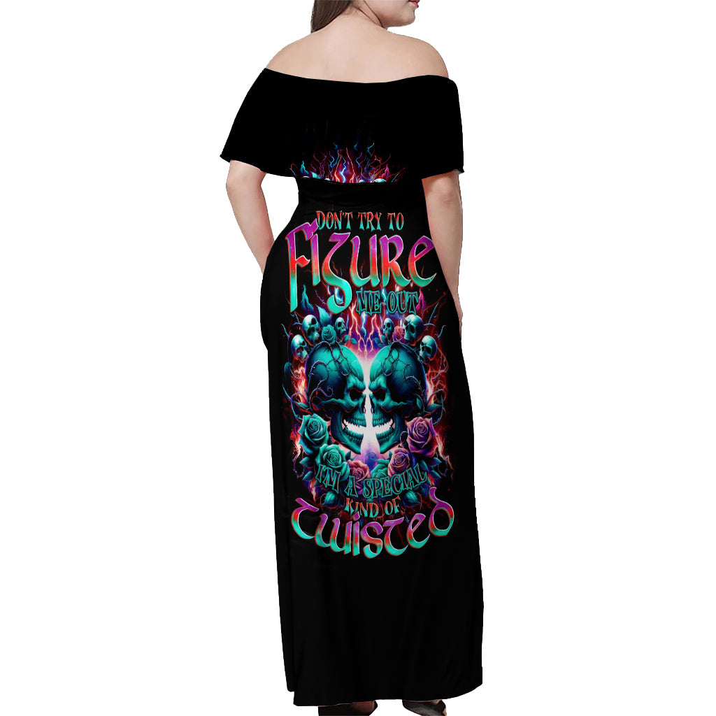 Twin Skull Off Shoulder Maxi Dress Don't Try Figure Me out I'm A Special Kind Of Twisted - Wonder Print Shop
