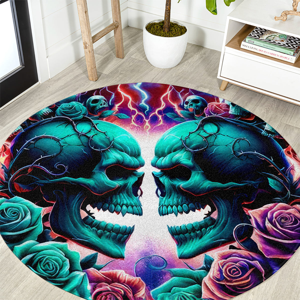 Twin Skull Round Carpet Don't Try Figure Me out I'm A Special Kind Of Twisted