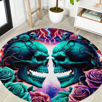 Twin Skull Round Carpet Don't Try Figure Me out I'm A Special Kind Of Twisted