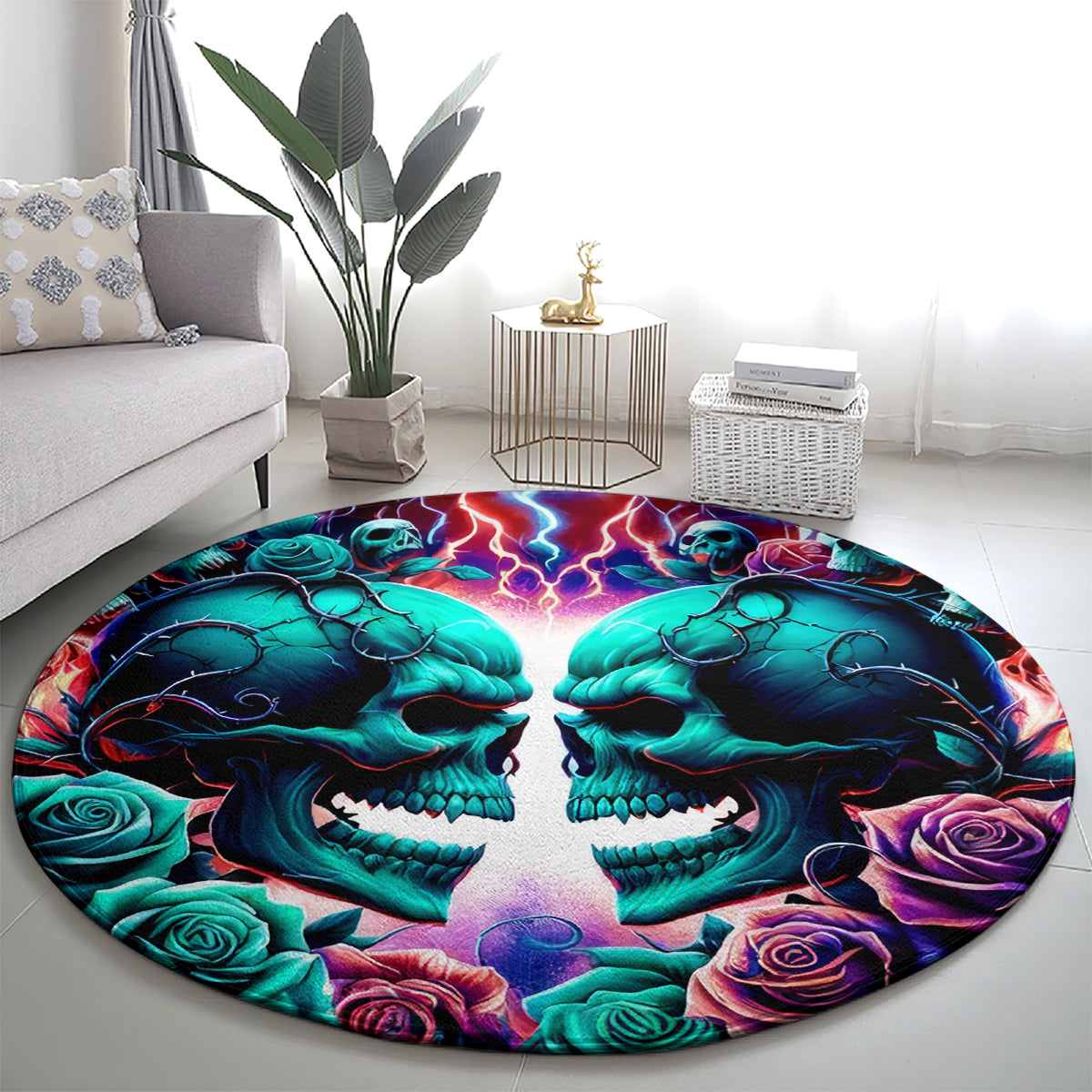 Twin Skull Round Carpet Don't Try Figure Me out I'm A Special Kind Of Twisted