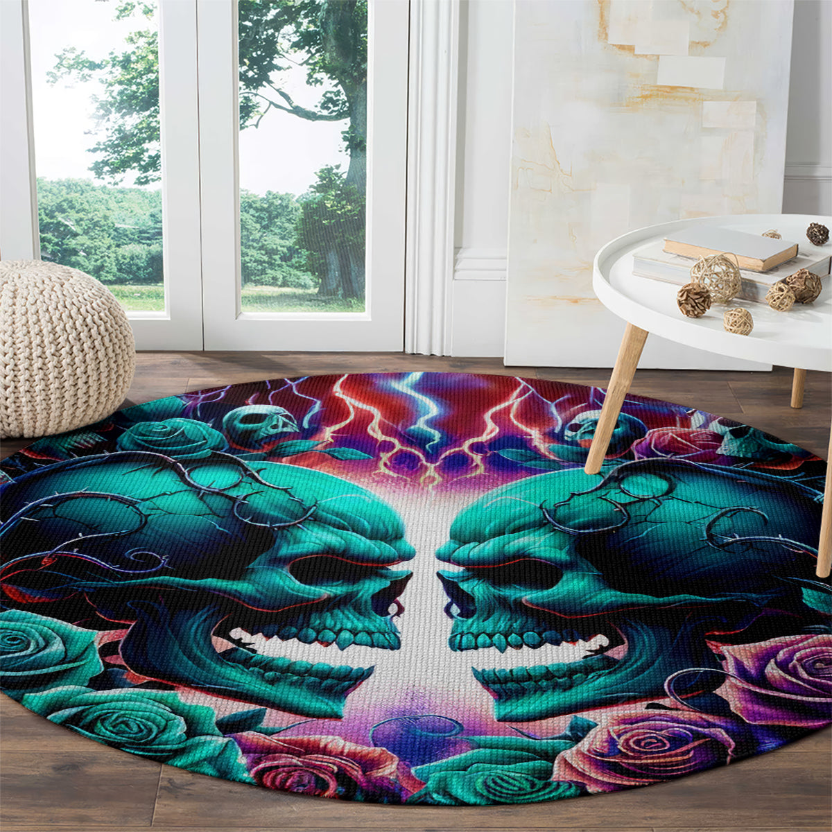 Twin Skull Round Carpet Don't Try Figure Me out I'm A Special Kind Of Twisted