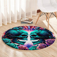 Twin Skull Round Carpet Don't Try Figure Me out I'm A Special Kind Of Twisted
