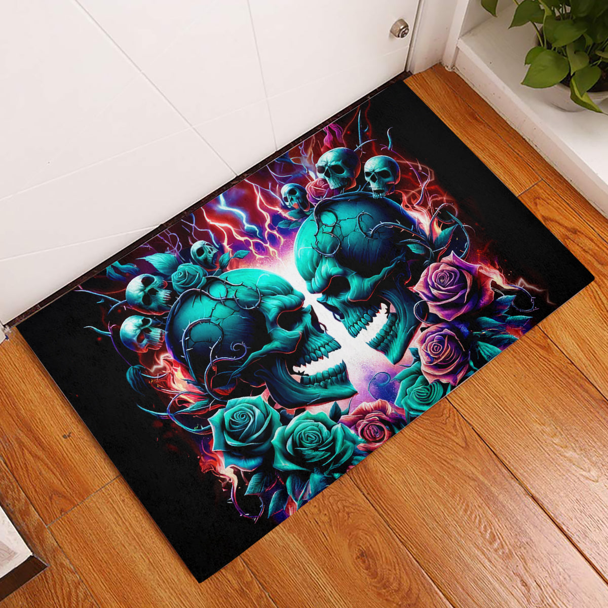 Twin Skull Rubber Doormat Don't Try Figure Me out I'm A Special Kind Of Twisted - Wonder Print Shop
