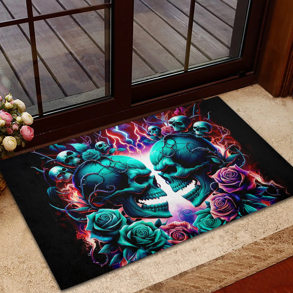 Twin Skull Rubber Doormat Don't Try Figure Me out I'm A Special Kind Of Twisted - Wonder Print Shop