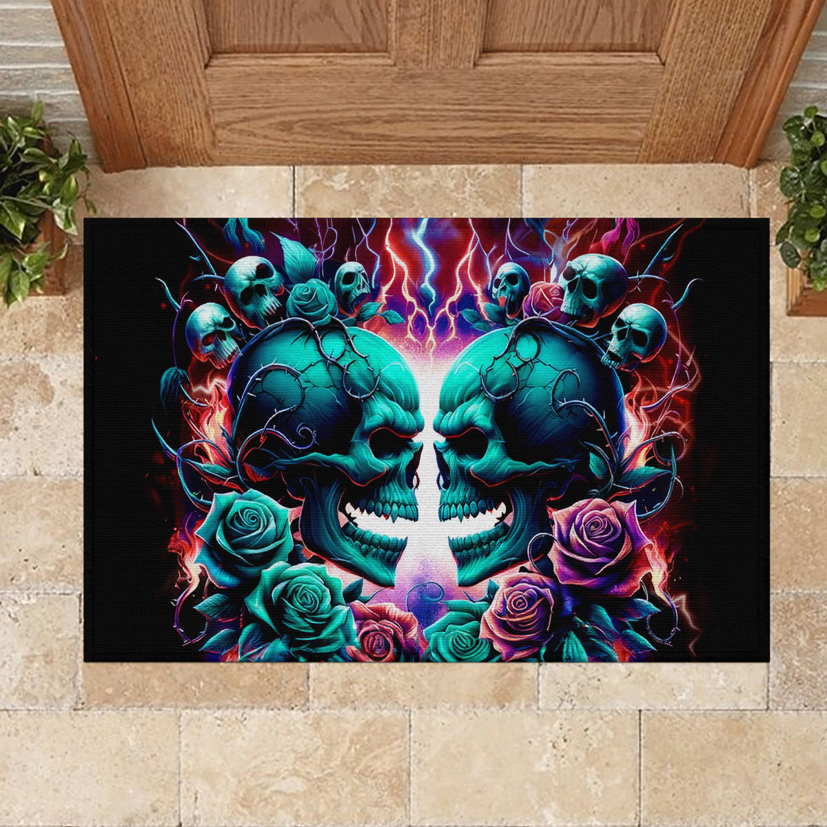 Twin Skull Rubber Doormat Don't Try Figure Me out I'm A Special Kind Of Twisted - Wonder Print Shop