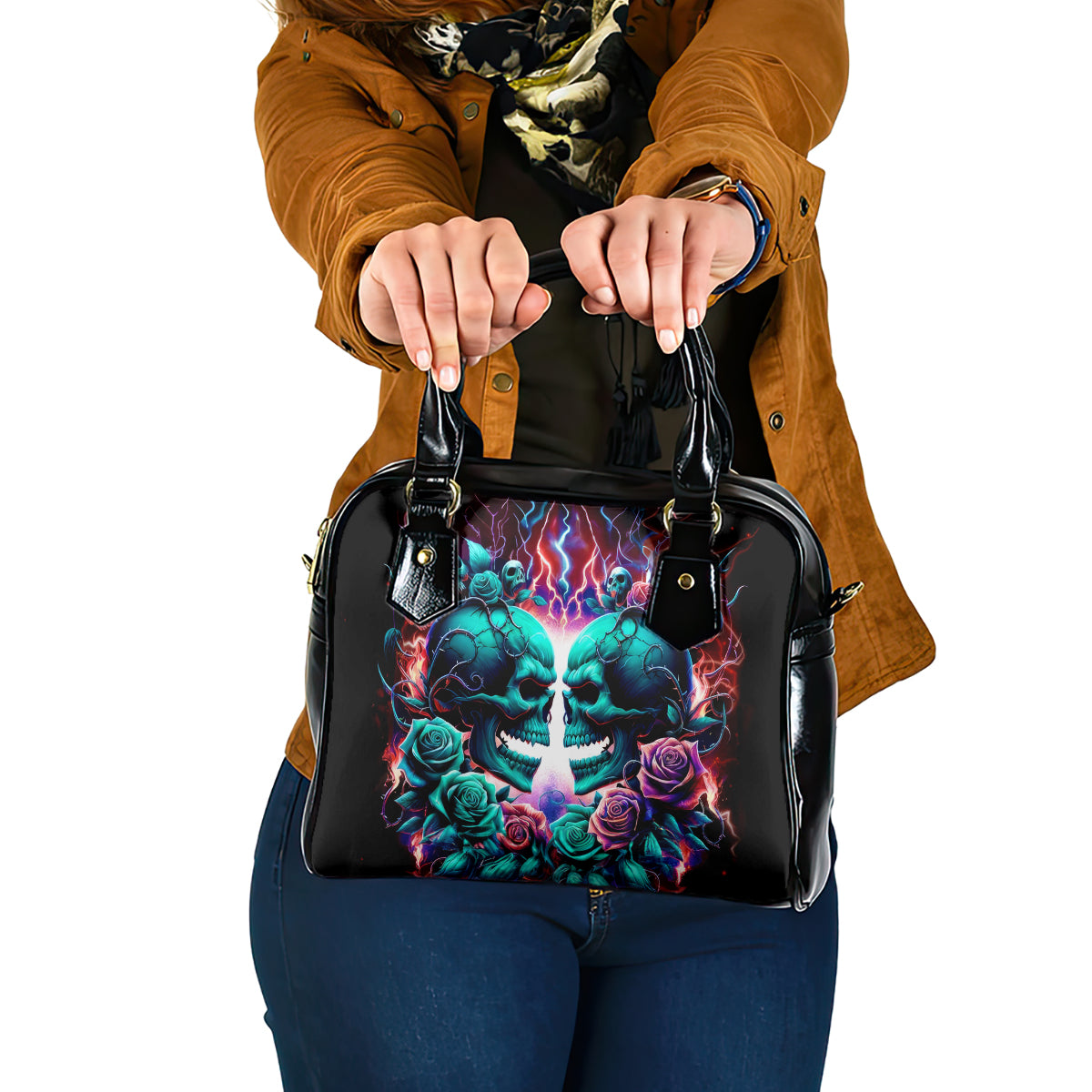 Twin Skull Shoulder Handbag Don't Try Figure Me out I'm A Special Kind Of Twisted