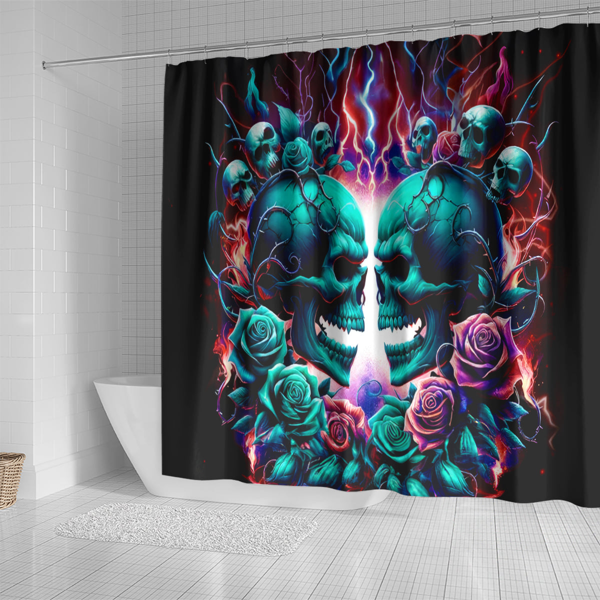 Twin Skull Shower Curtain Don't Try Figure Me out I'm A Special Kind Of Twisted