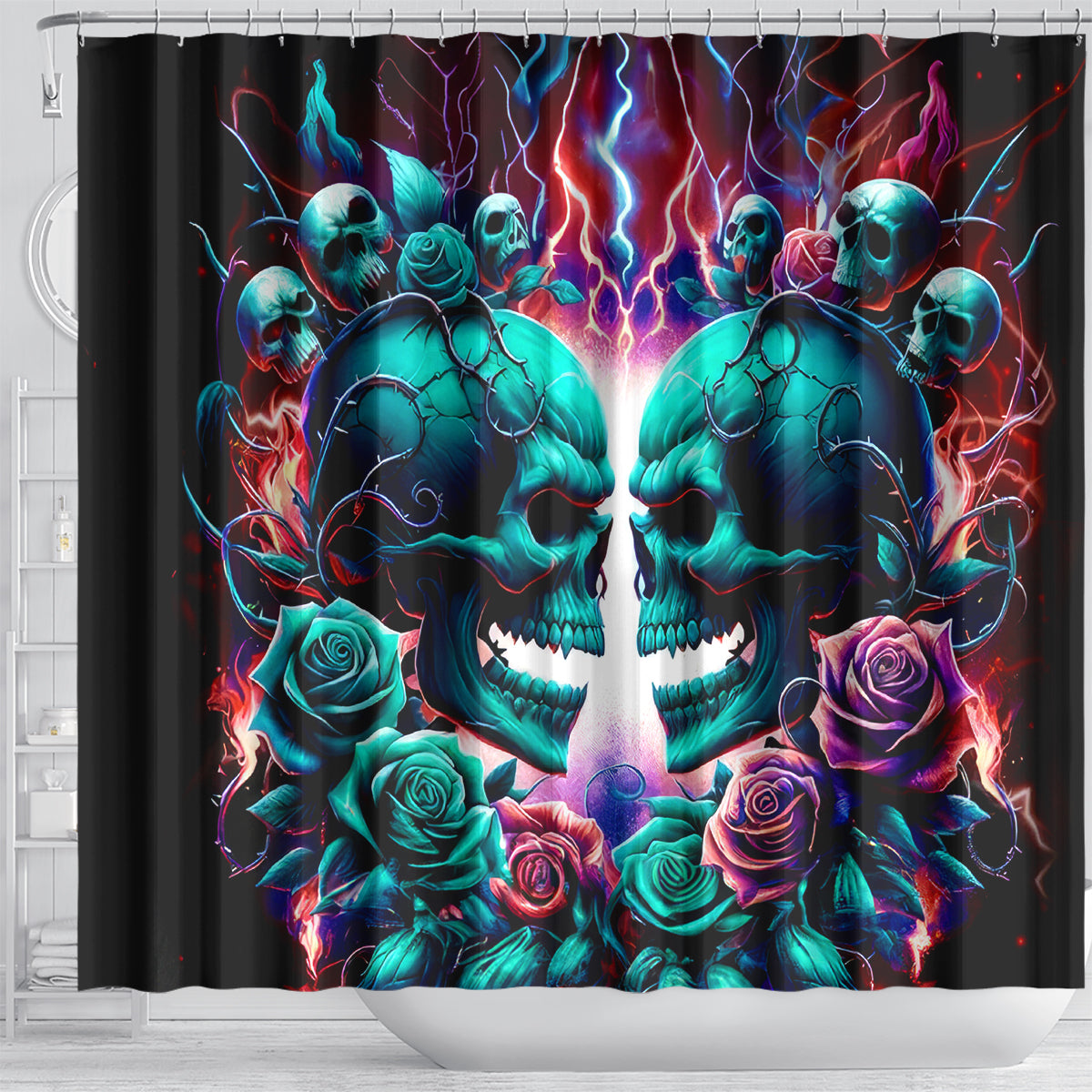 Twin Skull Shower Curtain Don't Try Figure Me out I'm A Special Kind Of Twisted