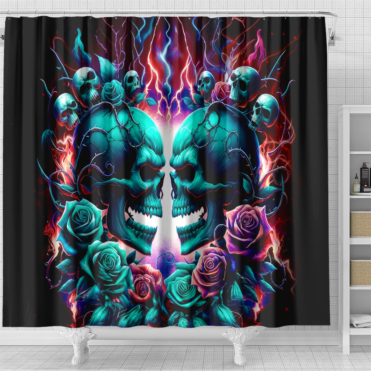 Twin Skull Shower Curtain Don't Try Figure Me out I'm A Special Kind Of Twisted