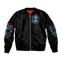 Twin Skull Sleeve Zip Bomber Jacket Don't Try Figure Me out I'm A Special Kind Of Twisted - Wonder Print Shop