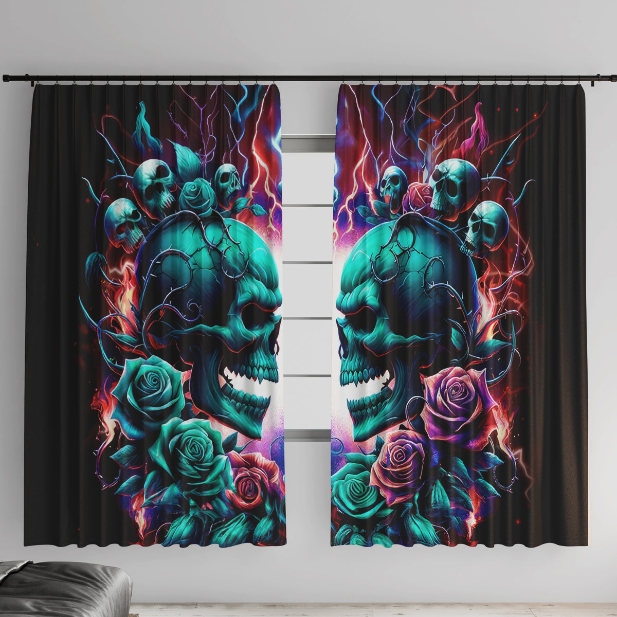 Twin Skull Window Curtain Don't Try Figure Me out I'm A Special Kind Of Twisted - Wonder Print Shop