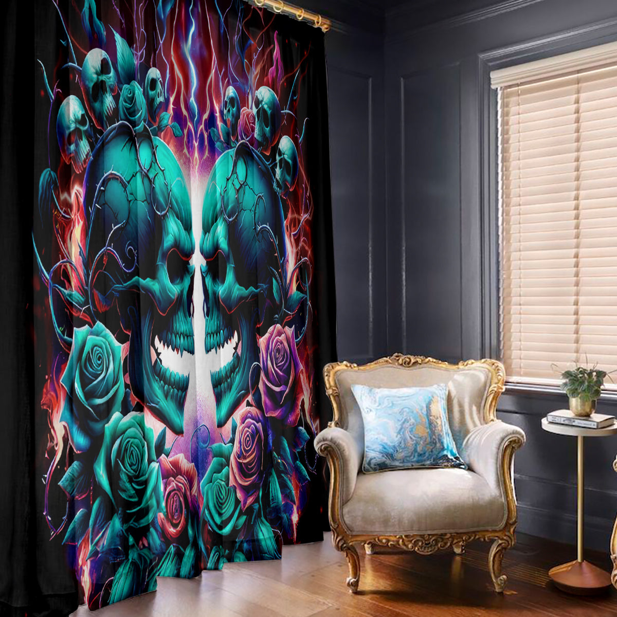Twin Skull Window Curtain Don't Try Figure Me out I'm A Special Kind Of Twisted - Wonder Print Shop