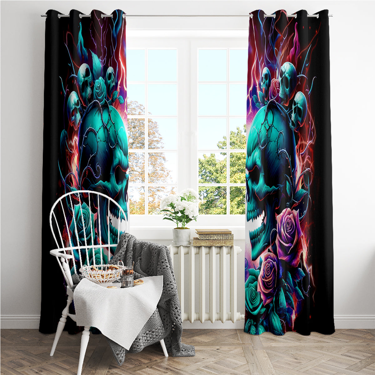 Twin Skull Window Curtain Don't Try Figure Me out I'm A Special Kind Of Twisted - Wonder Print Shop