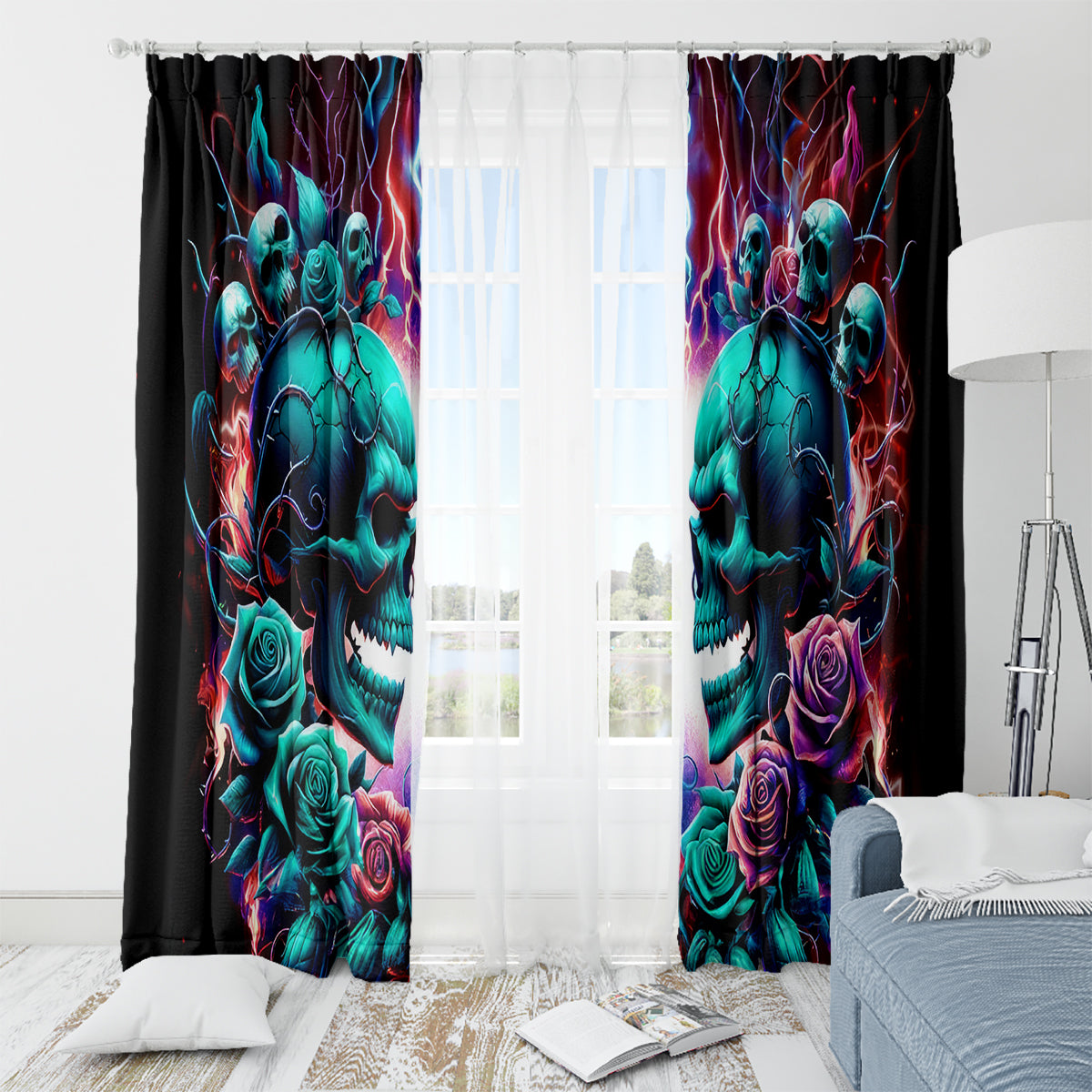 Twin Skull Window Curtain Don't Try Figure Me out I'm A Special Kind Of Twisted - Wonder Print Shop