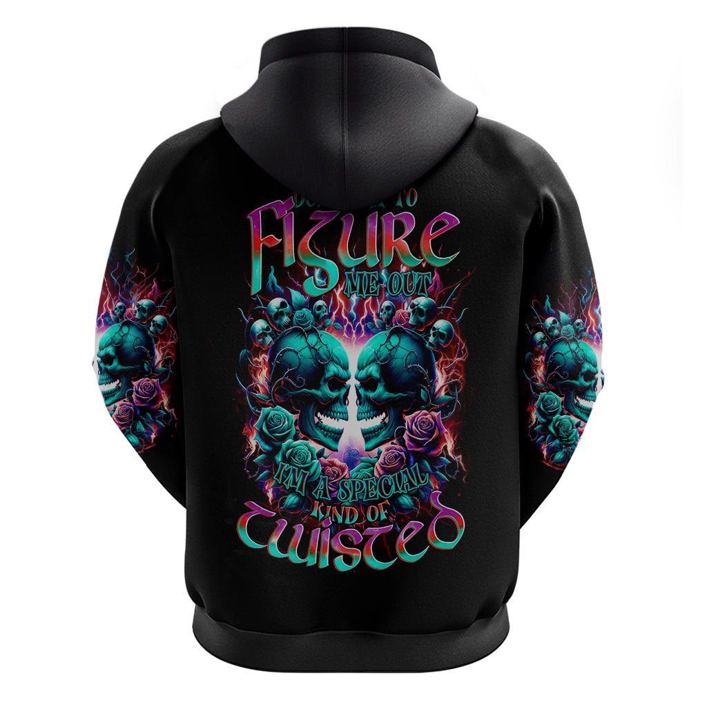Twin Skull Zip Hoodie Don't Try Figure Me out I'm A Special Kind Of Twisted - Wonder Print Shop