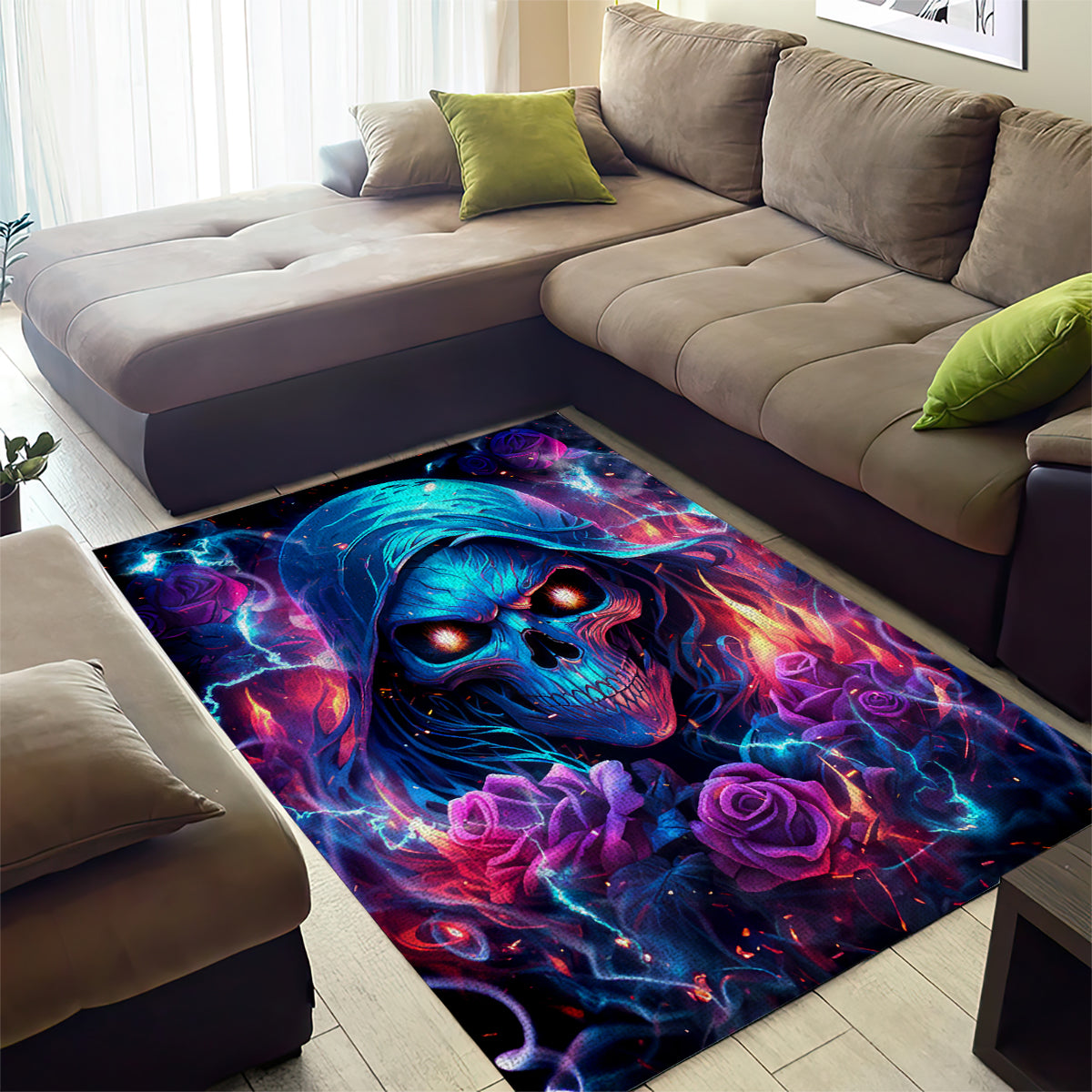 Flame Skull Area Rug While You Are Talking Behind My Back Freel Free To Bend Down And Kiss My Ass - Wonder Print Shop