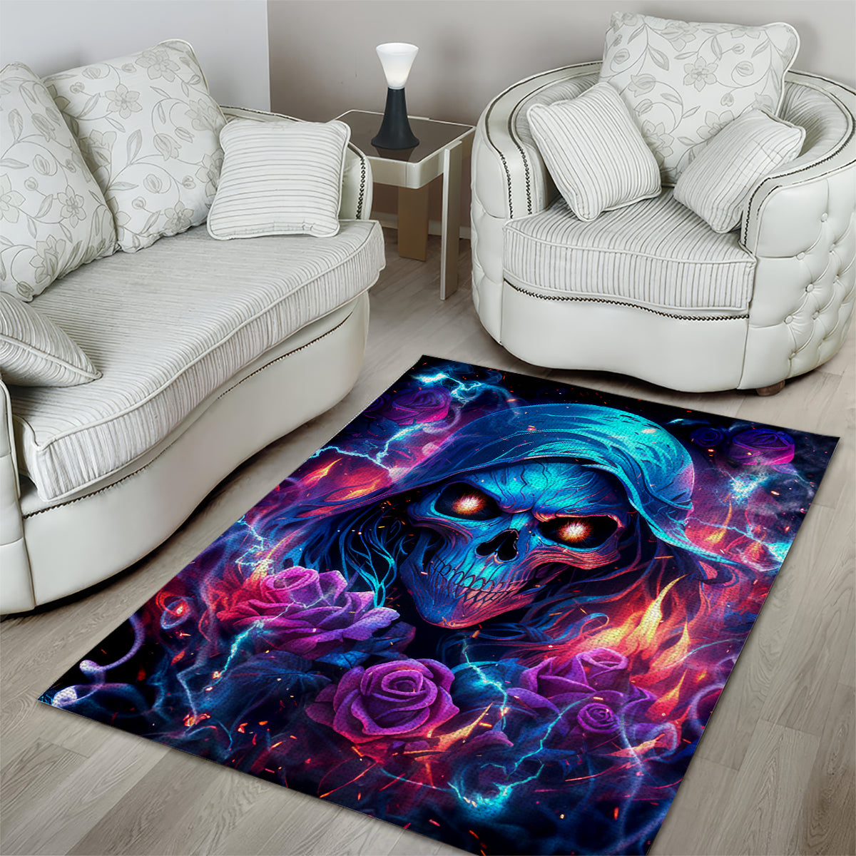 Flame Skull Area Rug While You Are Talking Behind My Back Freel Free To Bend Down And Kiss My Ass - Wonder Print Shop