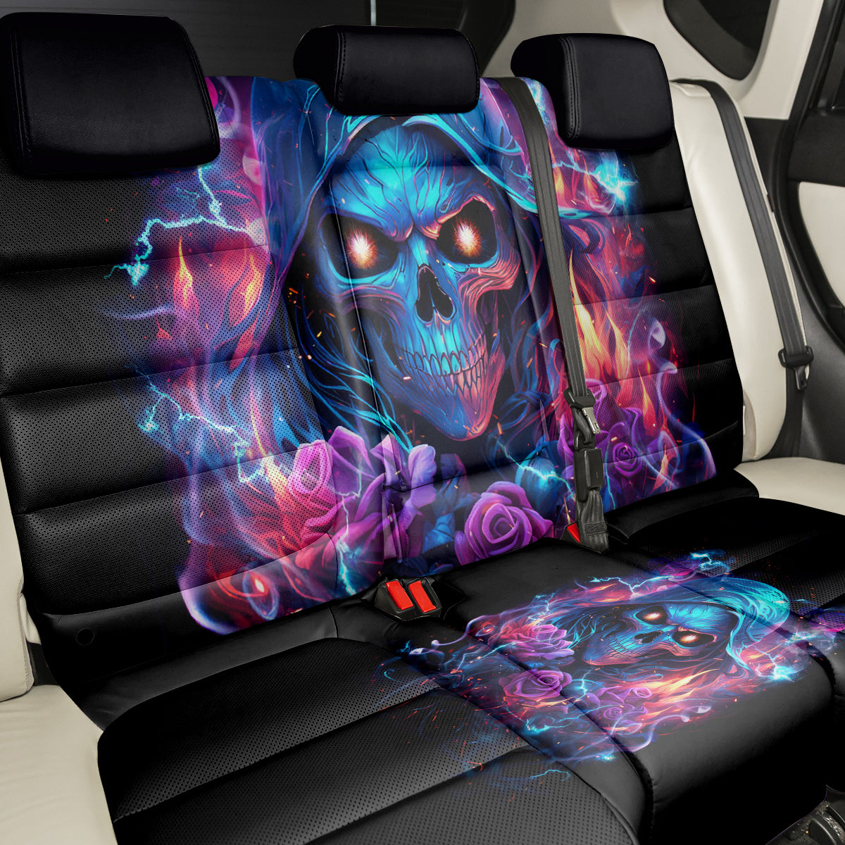 Flame Skull Back Car Seat Cover While You Are Talking Behind My Back Freel Free To Bend Down And Kiss My Ass - Wonder Print Shop