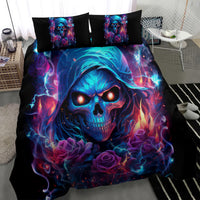 Flame Skull Bedding Set While You Are Talking Behind My Back Freel Free To Bend Down And Kiss My Ass - Wonder Print Shop