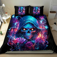 Flame Skull Bedding Set While You Are Talking Behind My Back Freel Free To Bend Down And Kiss My Ass - Wonder Print Shop