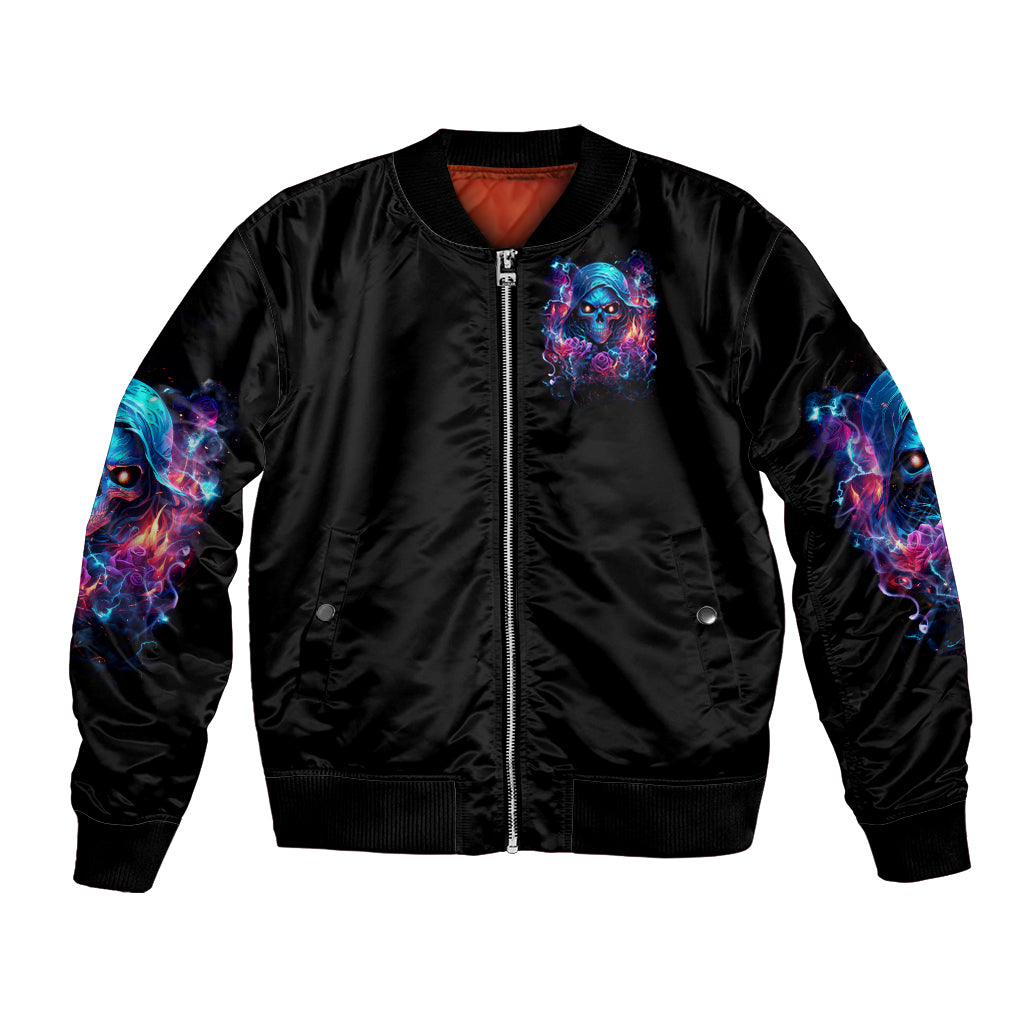Flame Skull Bomber Jacket While You Are Talking Behind My Back Freel Free To Bend Down And Kiss My Ass - Wonder Print Shop