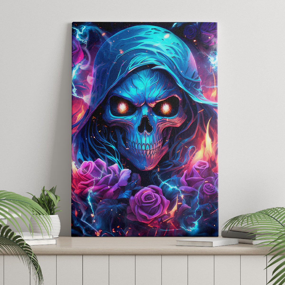 Flame Skull Canvas Wall Art While You Are Talking Behind My Back Freel Free To Bend Down And Kiss My Ass - Wonder Print Shop