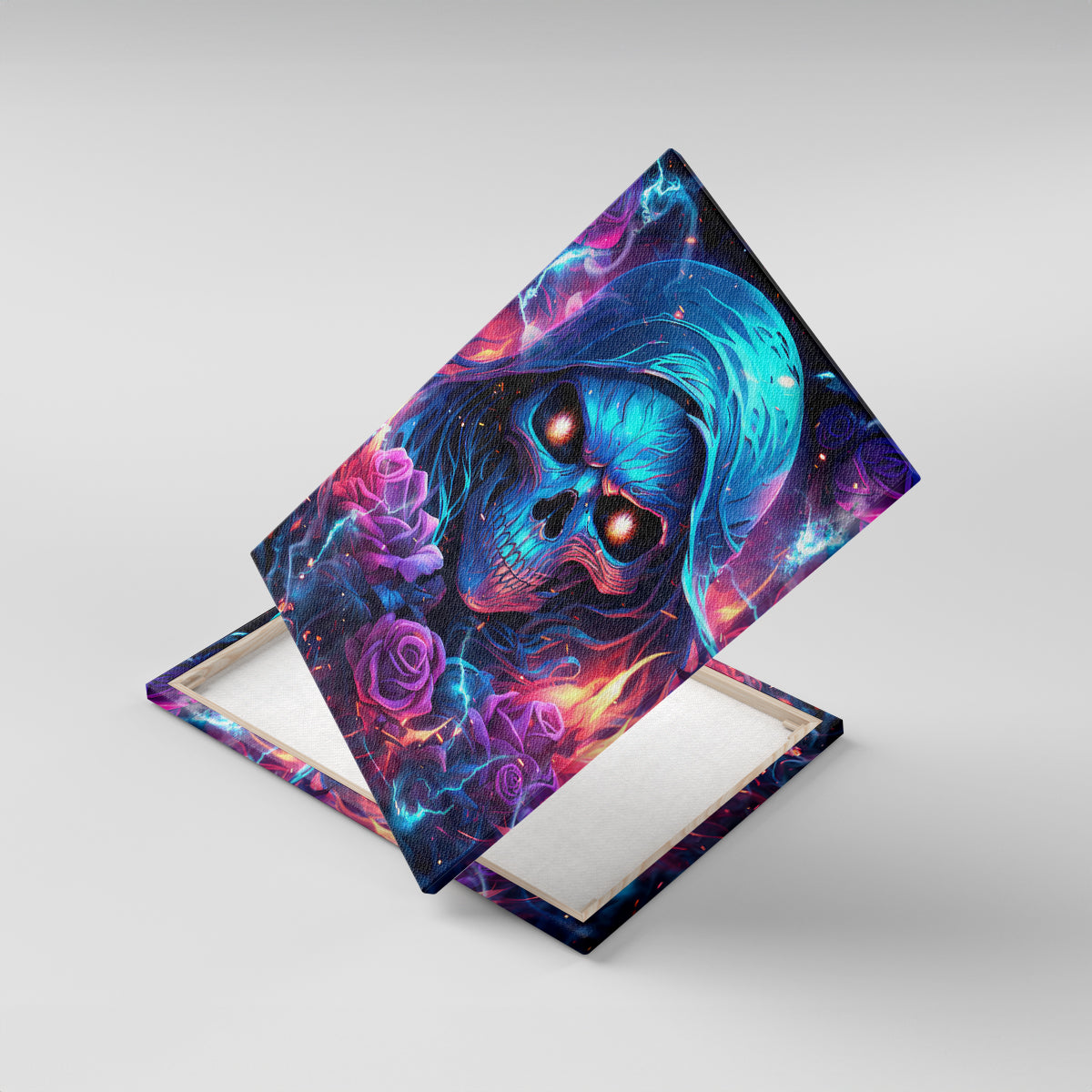 Flame Skull Canvas Wall Art While You Are Talking Behind My Back Freel Free To Bend Down And Kiss My Ass - Wonder Print Shop