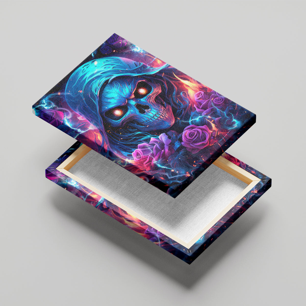 Flame Skull Canvas Wall Art While You Are Talking Behind My Back Freel Free To Bend Down And Kiss My Ass - Wonder Print Shop