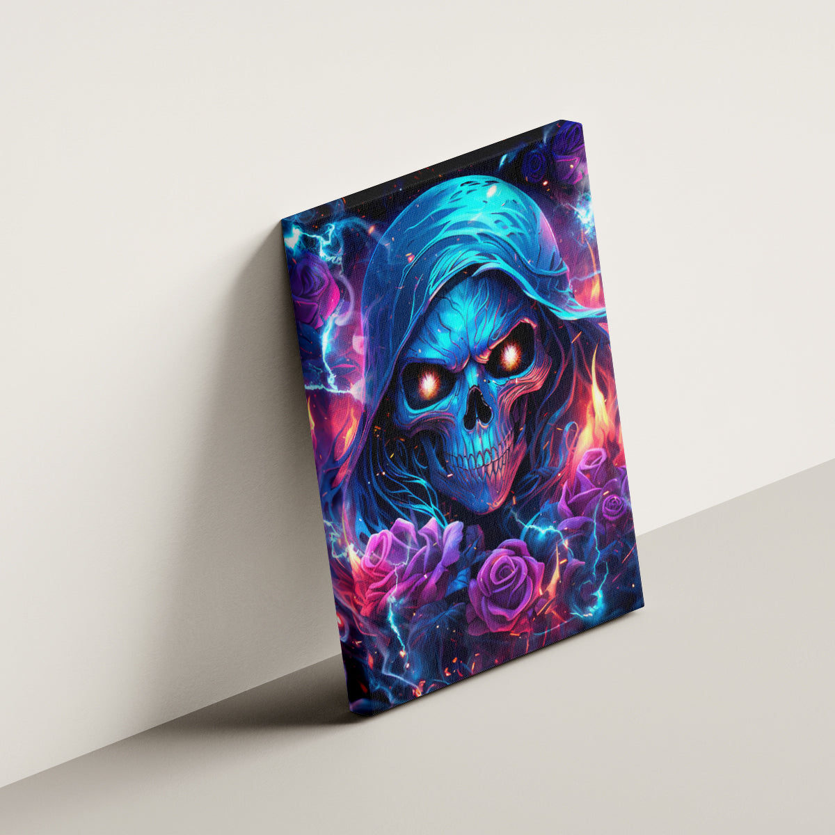Flame Skull Canvas Wall Art While You Are Talking Behind My Back Freel Free To Bend Down And Kiss My Ass - Wonder Print Shop