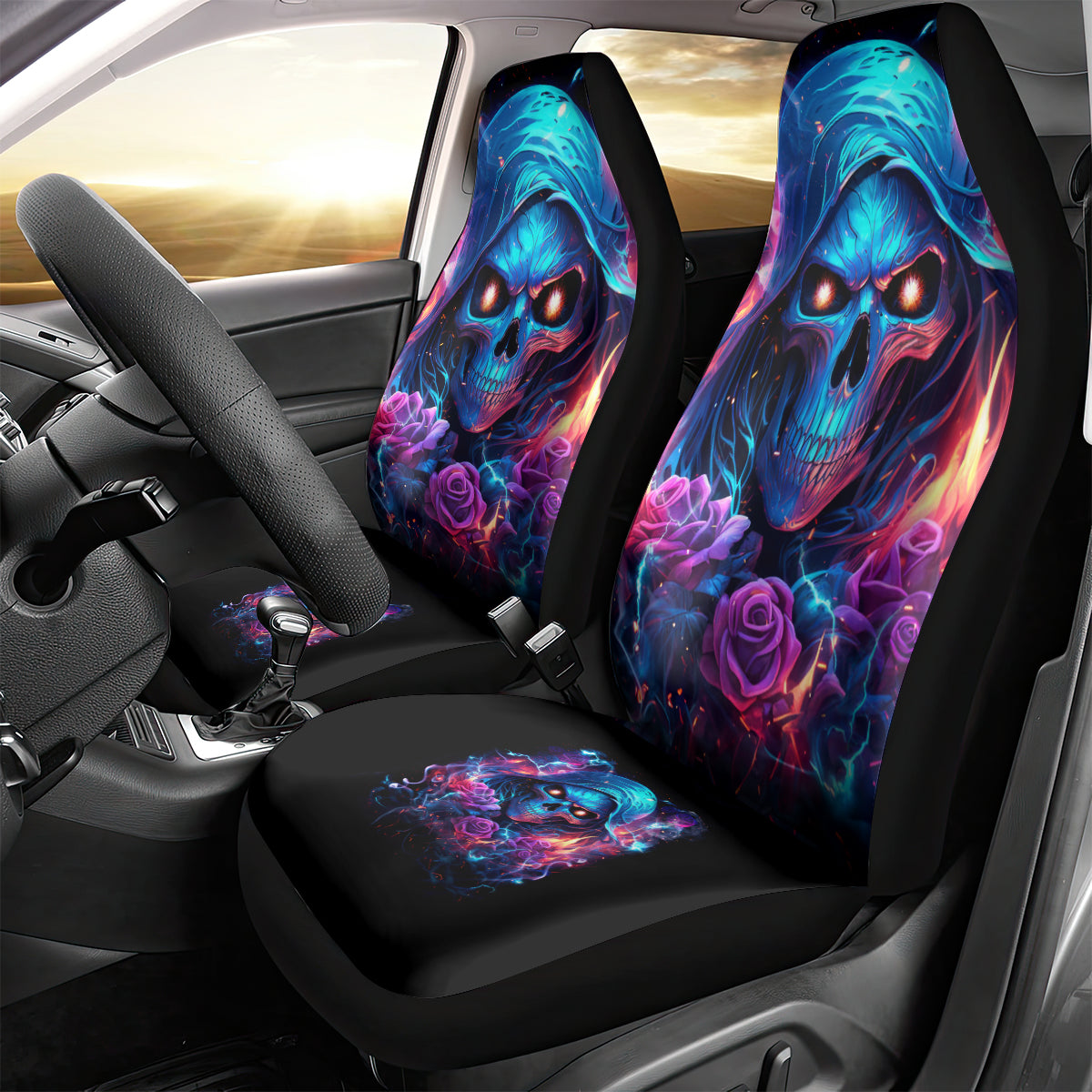 Flame Skull Car Seat Cover While You Are Talking Behind My Back Freel Free To Bend Down And Kiss My Ass - Wonder Print Shop