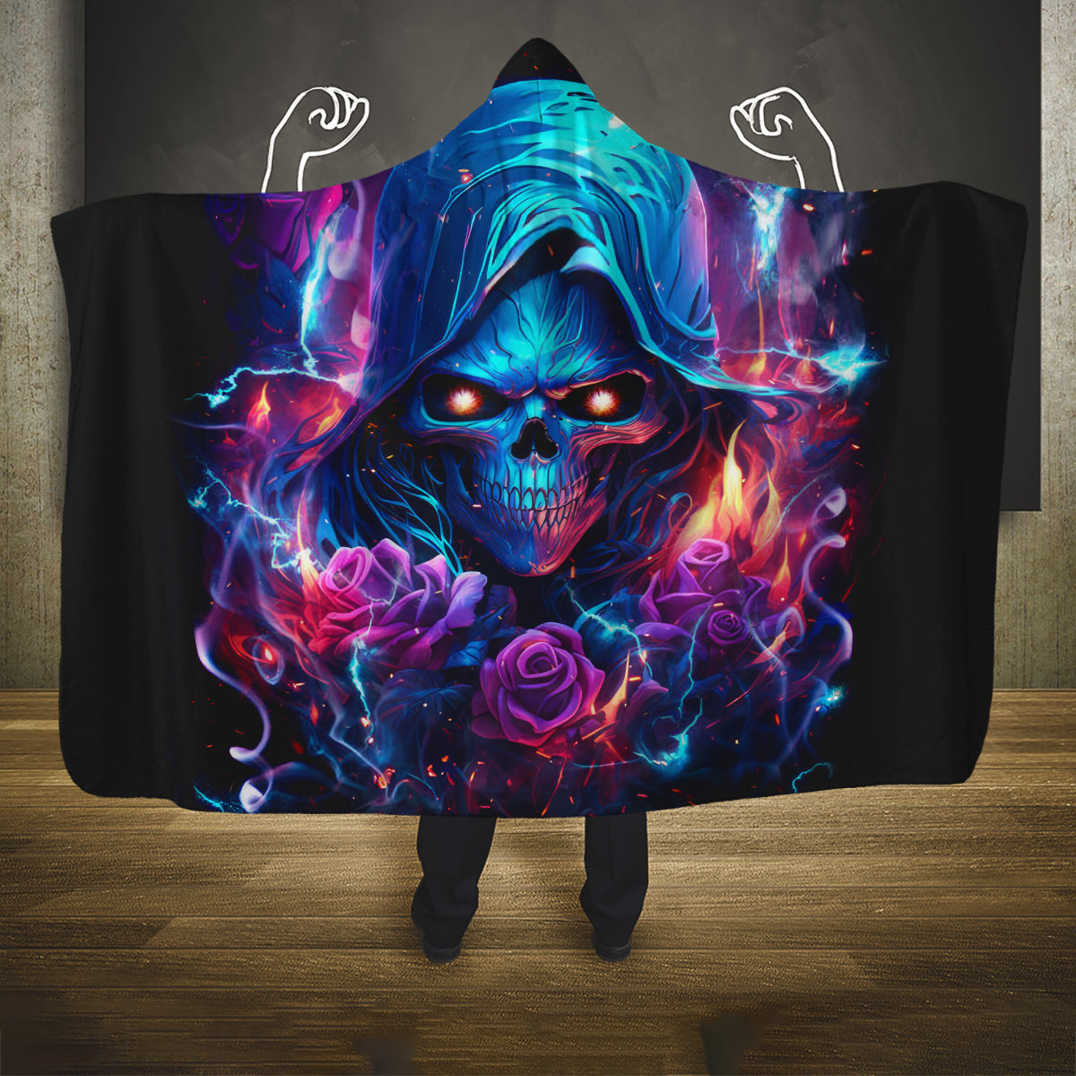 Flame Skull Hooded Blanket While You Are Talking Behind My Back Freel Free To Bend Down And Kiss My Ass