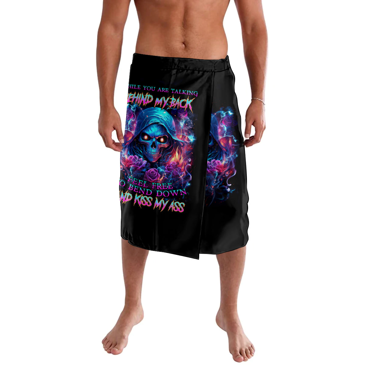 Flame Skull Lavalava While You Are Talking Behind My Back Freel Free To Bend Down And Kiss My Ass - Wonder Print Shop