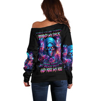Flame Skull Off Shoulder Sweater While You Are Talking Behind My Back Freel Free To Bend Down And Kiss My Ass - Wonder Print Shop