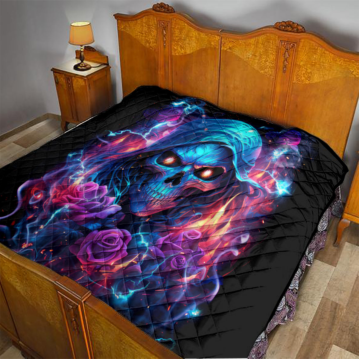 Flame Skull Quilt While You Are Talking Behind My Back Freel Free To Bend Down And Kiss My Ass - Wonder Print Shop