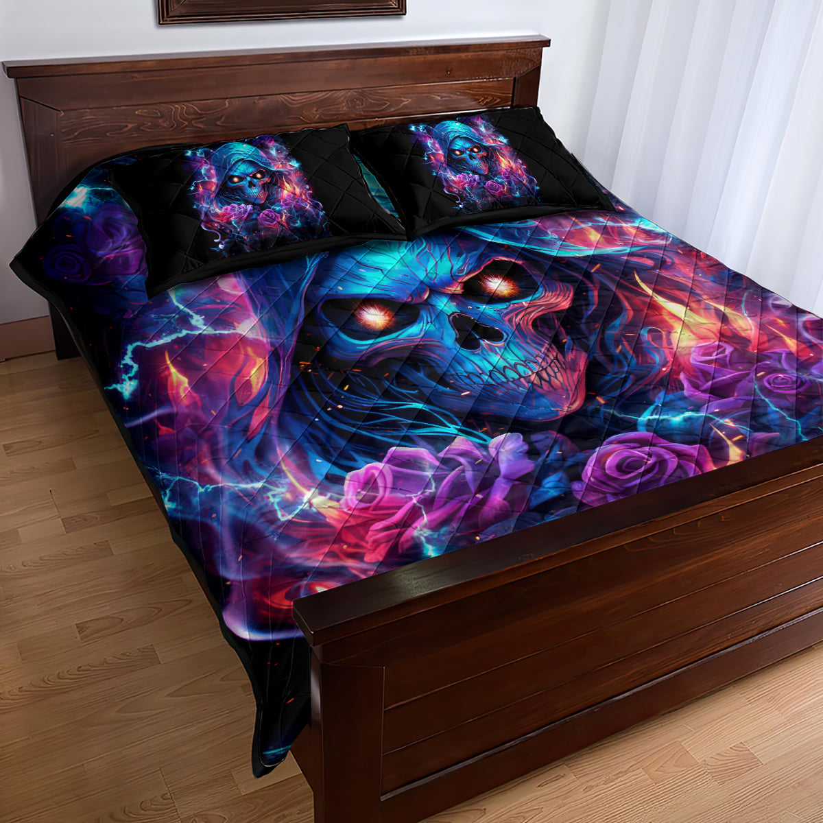 Flame Skull Quilt Bed Set While You Are Talking Behind My Back Freel Free To Bend Down And Kiss My Ass - Wonder Print Shop