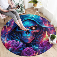 Flame Skull Round Carpet While You Are Talking Behind My Back Freel Free To Bend Down And Kiss My Ass