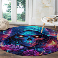 Flame Skull Round Carpet While You Are Talking Behind My Back Freel Free To Bend Down And Kiss My Ass