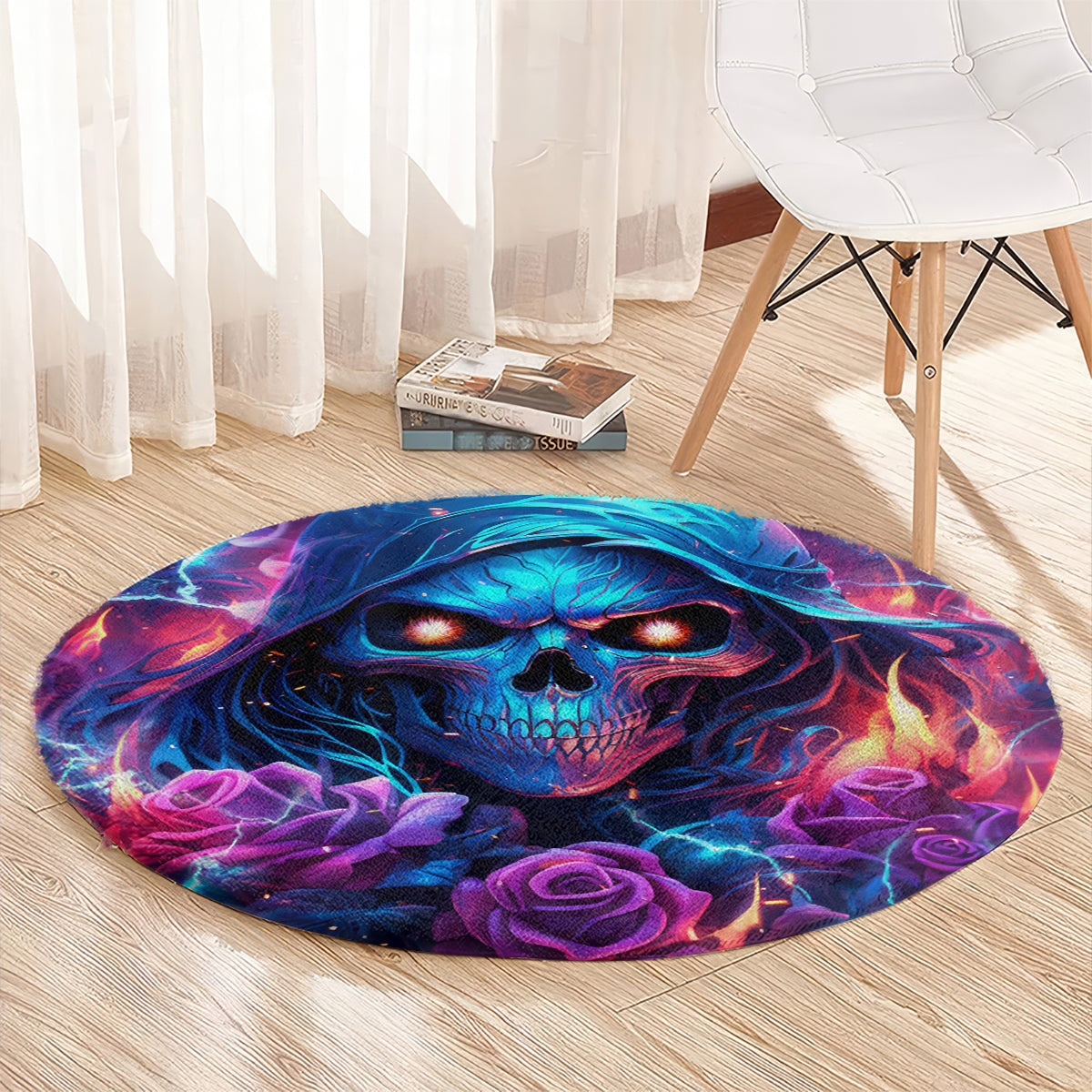 Flame Skull Round Carpet While You Are Talking Behind My Back Freel Free To Bend Down And Kiss My Ass