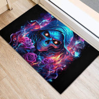 Flame Skull Rubber Doormat While You Are Talking Behind My Back Freel Free To Bend Down And Kiss My Ass - Wonder Print Shop