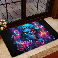 Flame Skull Rubber Doormat While You Are Talking Behind My Back Freel Free To Bend Down And Kiss My Ass - Wonder Print Shop