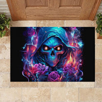 Flame Skull Rubber Doormat While You Are Talking Behind My Back Freel Free To Bend Down And Kiss My Ass - Wonder Print Shop