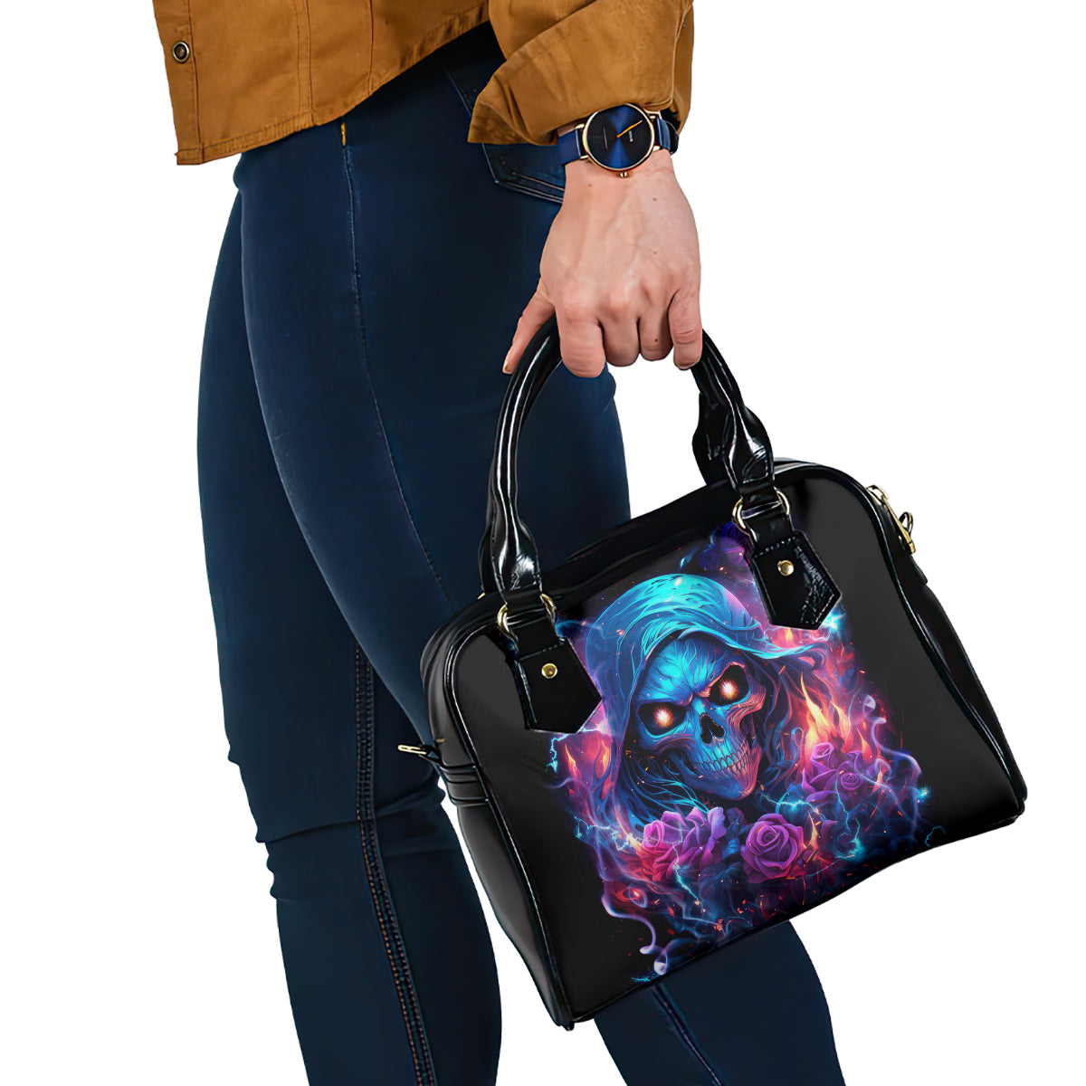 Flame Skull Shoulder Handbag While You Are Talking Behind My Back Freel Free To Bend Down And Kiss My Ass