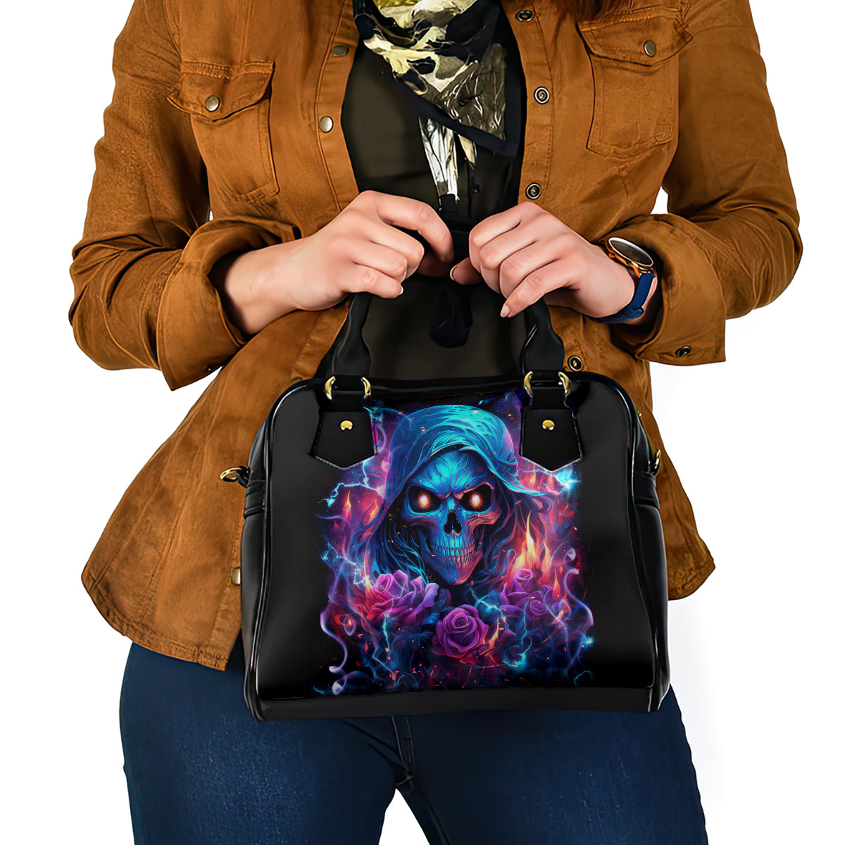 Flame Skull Shoulder Handbag While You Are Talking Behind My Back Freel Free To Bend Down And Kiss My Ass