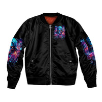Flame Skull Sleeve Zip Bomber Jacket While You Are Talking Behind My Back Freel Free To Bend Down And Kiss My Ass - Wonder Print Shop